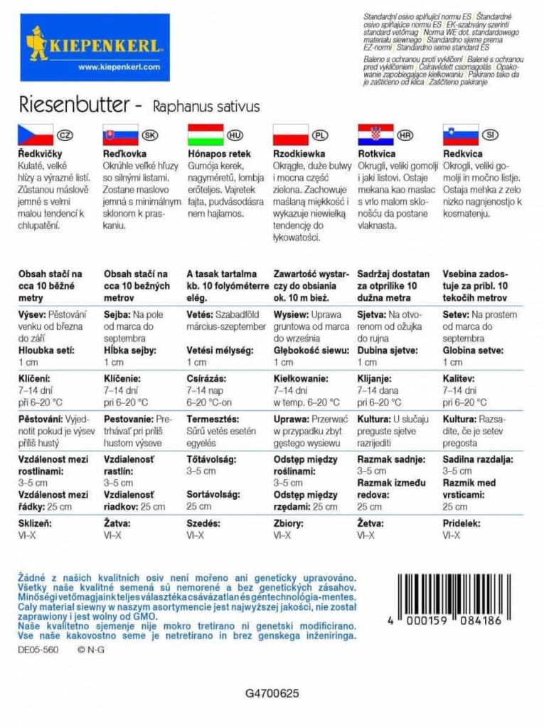 Hónapos retek vetőmag ( Riesenbutter ) Kiepenkerl - Image 2